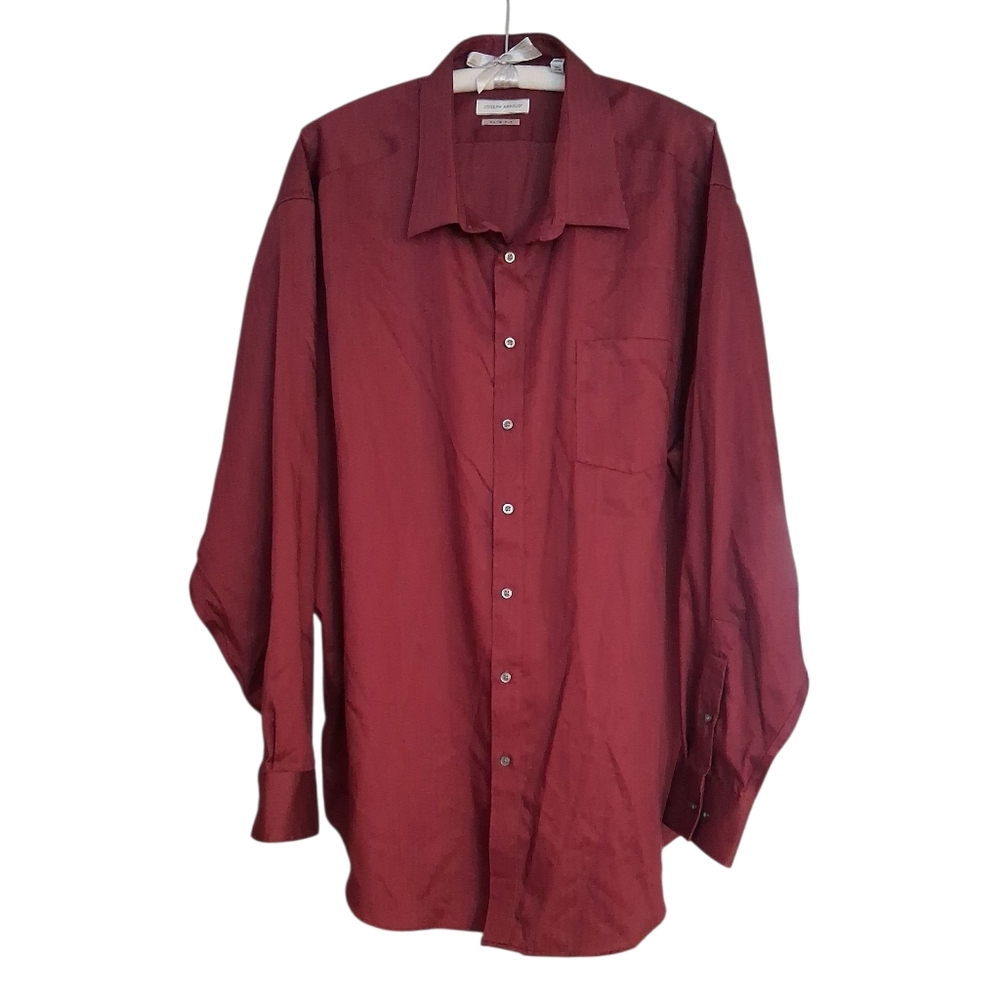 Joseph Abboud Burgundy Slim Fit Button Down Shirt Size 20 36/37 Tall